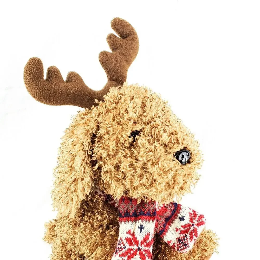 Reindeer Brown Stuffed Plush Red Snowflake Scarf Winter Christmas 17